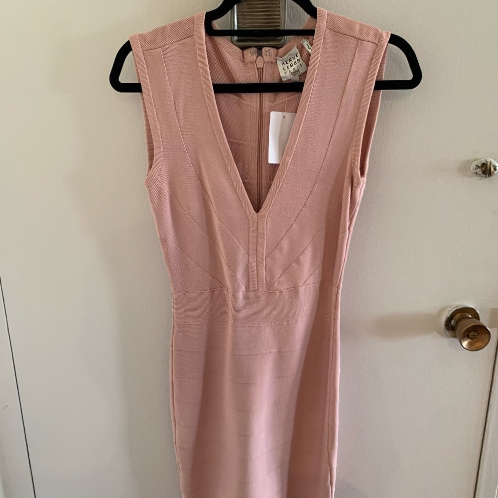 Herve Leger Pink Blush Bandage Dress